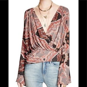 Free people paisley print Fiona wrap top. size XS
